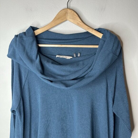 Soft Surroundings Top Womens XLP Blue Cowl Neck Lagenlook Bohemian Asymmetrical - Picture 2 of 11